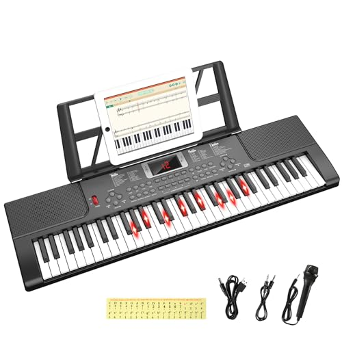 Piano Infantil Teclado 61 Teclas, Digital Electrónico con teclas iluminadas