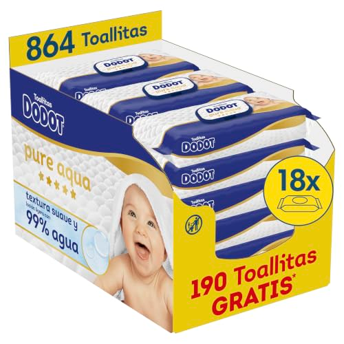 Dodot Toallitas Bebé Pure Aqua, 864 Toallitas (18 Packs x 48 uds)