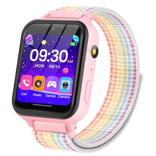 Reloj Inteligente Niña, Smartwatch Niña con 10 Juego, podómetro, Cámara, Música, SOS, Linterna, Despertador, Reloj Teléfono con Pantalla Táctil y Protector para Niños y Niñas 4-12 Años