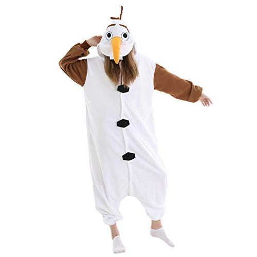Duledule Relaxo Disfraz Onesie para mujer, mono Olaf Onesies de animales, pijama para hombre, para carnaval, Halloween, para adultos, Blanco, L