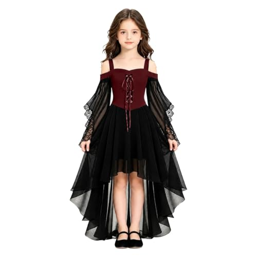 Luadnysin Disfraz Halloween Niña Bruja 6 Años Demonio 3 Castañera Niños 4-5 2-3 Vampiresa Brujo Niño De Murcielago Bebe 12 Payaso Gato 4 13-14 Vampiro Disfraces,Red,Rosso,120