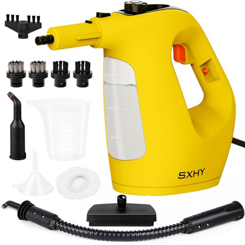 SXHY Máquina portátil de limpieza de vapor portátil, tanque de agua transparente, kit de accesorios de 11 piezas, adecuado para sofás, duchas, muebles, automóviles, etc.