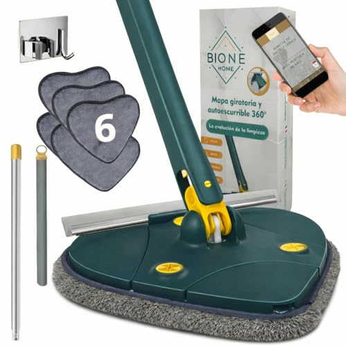 BIONE Mopa para Limpiar Azulejos y Paredes Triangular Giratoria 360