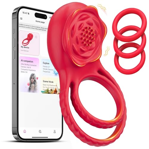 Anillo pene masculino ereccion,9 modos de vibración, control APP anillos sexuales Juguetes Sexuales Hombre Juguetes Eróticos Para Hombre Sexuales Juguetes Eróticos Para Pareja Sexuales