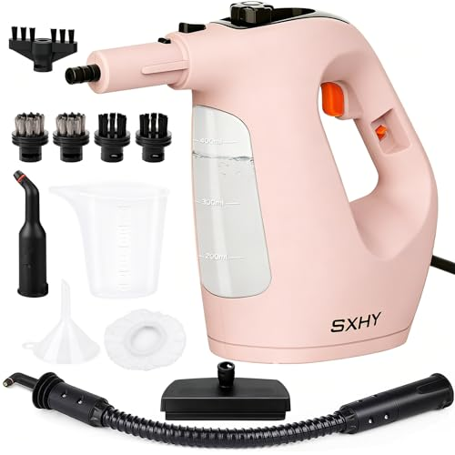 SXHY Máquina portátil de limpieza de vapor portátil, tanque de agua transparente, kit de accesorios de 11 piezas, adecuado para sofás, duchas, muebles, automóviles, etc.
