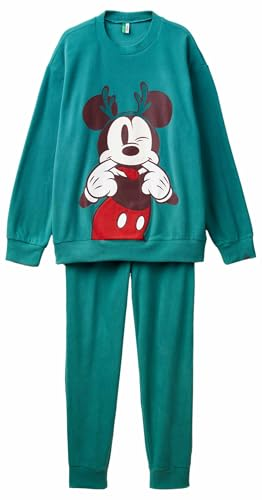 United Colors of Benetton Pig(Camiseta + Pant) 3I474P032 Conjunto de Pijama, Verde, XL Hombre