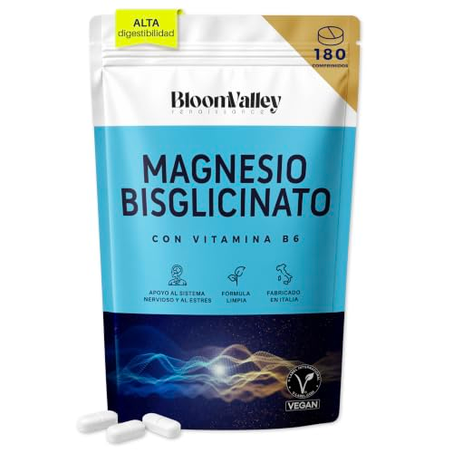 MAGNESIO BISGLICINATO - 180 COMPRIMIDOS (Suministro para 3 meses) | Bisglicinato de Magnesio | Magnesio con Vitamina B6 | 300 mg de magnesio elementar | Glicinato de Magnesio