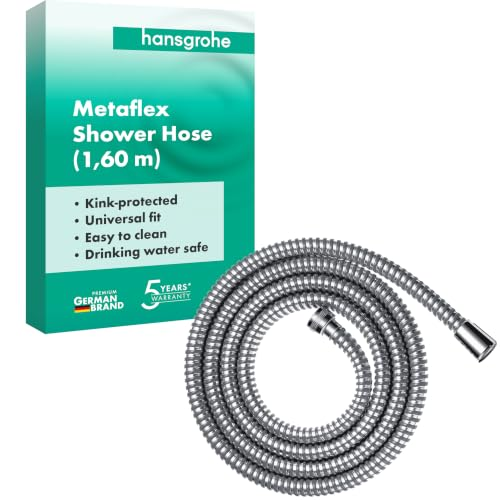 hansgrohe Metaflex - flexo de ducha universal 1,60 m, sistema anti-torsión, manguera de ducha flexible y resistente a las torceduras, incl. juntas, cromo, 28266000
