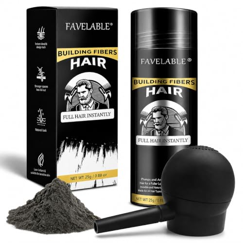 Polvo de Fibras Capilares, Cabello Más Denso, Polvo Engrosador para Disimular la Calvicie y Entradas, Negro