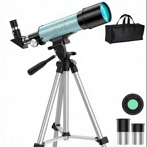 Telescopios para Niños Adultos Principiantes, Apertura de 50/360 mm, Telescopios Refractores con Trípode y Filtro Lunar