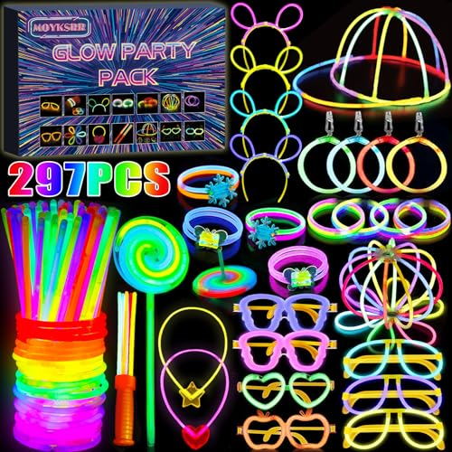 MOYKSRR 297 PCS Pulseras Luminosas Fluorescentes, Pulseras Luminosas para Fiestas