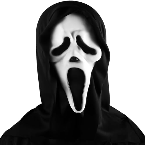 HYOJCWU Máscara facial unisex de fantasma, Máscara de Grito de Terror, Mascara Disfraz, Caretas de Miedo,Mascara Scream
