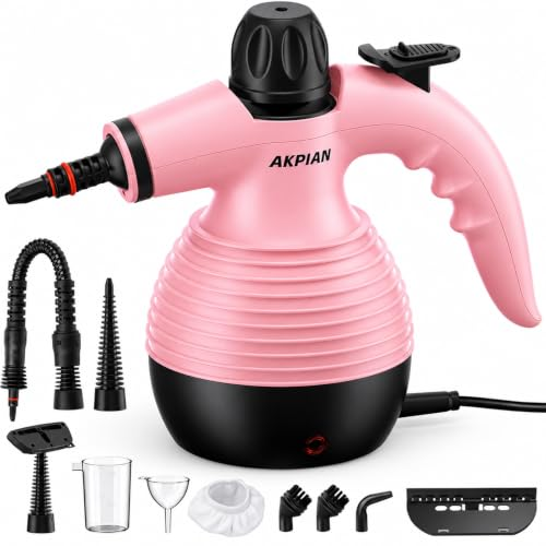 AKPIAN Juego de 10 limpiadores a vapor de mano, 1050 W, sin productos químicos, contra grasa, cal y bacterias