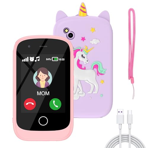 Smartphone Niños, Moviles niños con Llamadas, SOS, 17 Juegos, Música, Cámara, Teléfono Móvil para Niños de 4-9 años Juegos de Puzzle Navidad Cumpleaños
