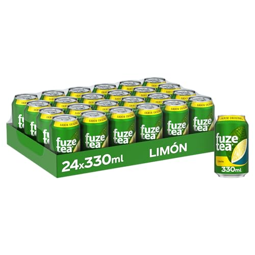Fuze Tea Original, Sabor Limón, Latas de 330 ml, Pack 24 | Bebida de extracto de té negro con limón, lista para tomar, excelente para comidas, reuniones y refrescarse en casa