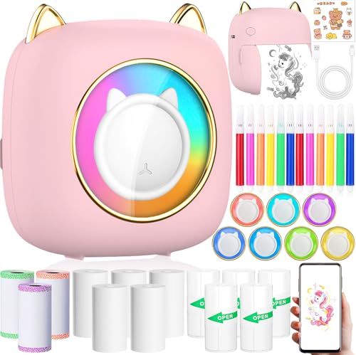 ZQEJEFD Mini Impresora para Movil, BT Inalámbrico Impresora Térmica, Rosa