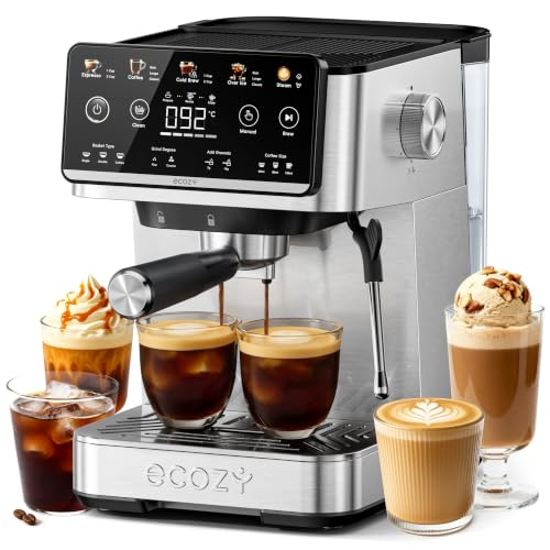 ecozy Cafetera Espresso 4 en 1, Cold Brew, Latte, Cappuccino, Plata